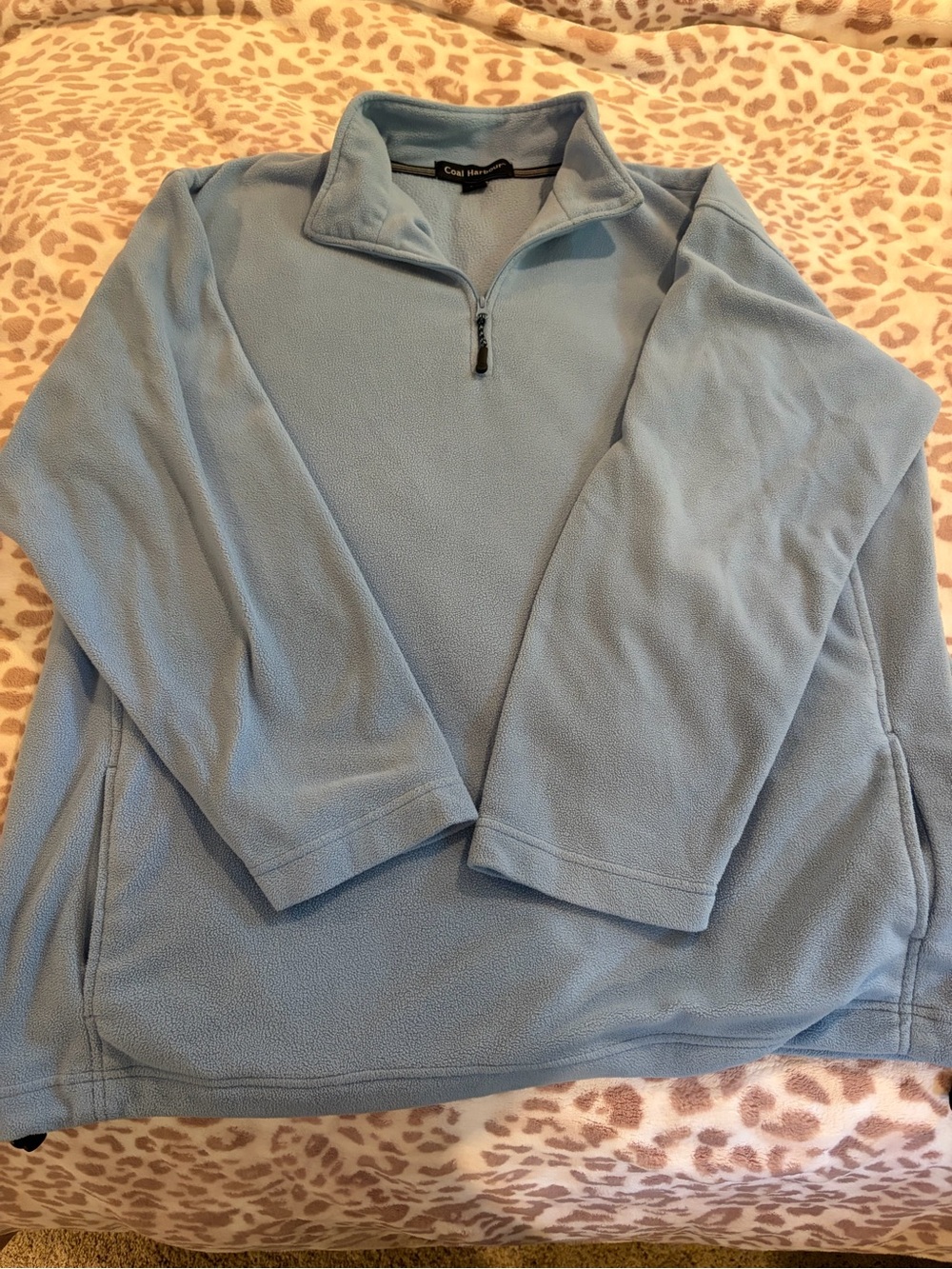 Men’s Light Blue Half-Zip Fleece Pullover